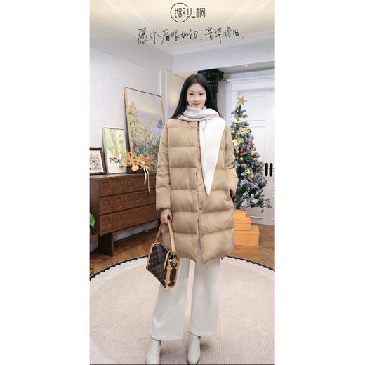 火桐hooton 铂金系列 圆领绵羊毛桑蚕丝95中长款鹅绒服 D35316 商品图1