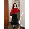 鹿向南「微醺玫瑰」新年红色假两件针织衫上衣秋冬季慵懒风毛衣女 商品缩略图1