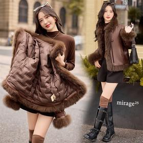 《鹅绒服》高端狐狸真毛加厚保暖休闲韩版皮草短外套ZYQF18
