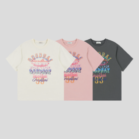 GOODBAI 新款oversize彩色组合印花logo圆领宽松短袖T恤男女同款