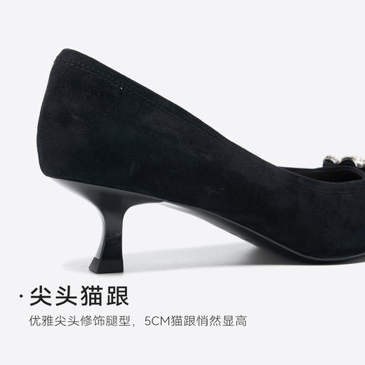 星期六26春新款质感绒面方钻猫跟鞋SSE1111242 商品图8
