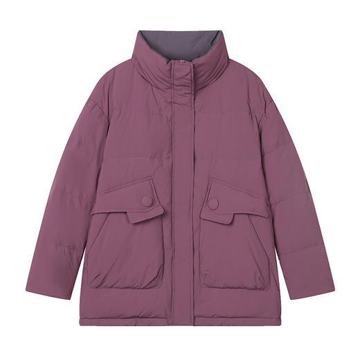 丁摩 紫色羽绒服女冬季爆款90白鸭绒大码立领上衣368016 商品图4