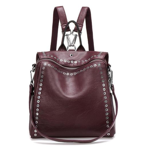 雀说 时尚双肩包女个性铆钉女士多功能休闲旅行背包B507-2 商品图4