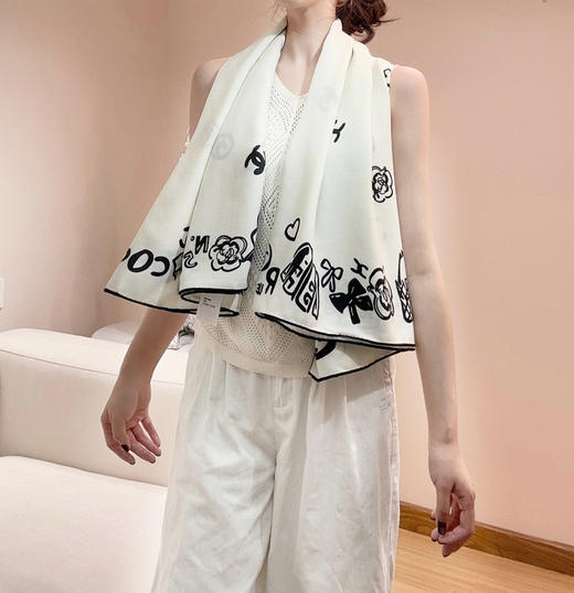 秋冬特惠💰430 香奈儿新款围巾【丝毛双面同色印花】 商品图7