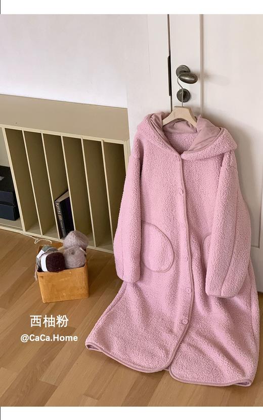 2025秋冬新款羊羔绒家居服大睡袍 带帽子宽松加厚保暖治愈系可外穿 商品图6