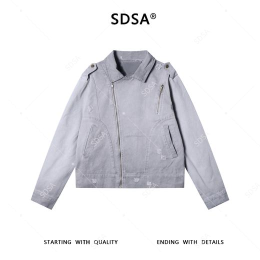 F7122SDSA秋冬新款痞帅男装简约做旧磨破斜拉链设计翻领夹克外套百搭 商品图1