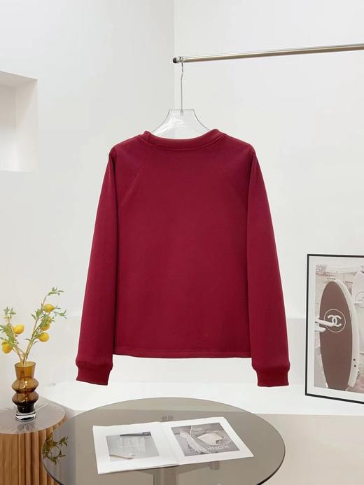 F010417休闲复古蓝调笑脸印花加绒上衣宽松下摆抽绳外穿女士卫衣 商品图10