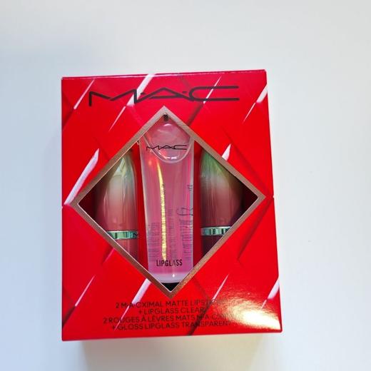 MAC 节日限定唇部三件套 （哑光口红3.5g 617#+哑光口红3.5g 626#+莹亮唇蜜7ml) 商品图0