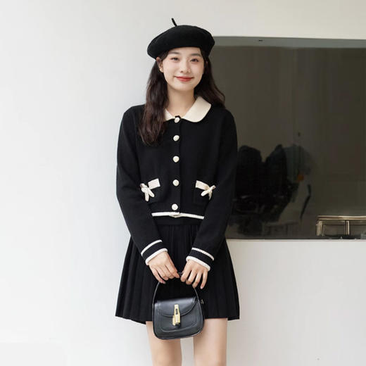 奢姿大码女装2025冬季时尚撞色娃娃领两件套胖妹妹气质减龄套装9854969970 商品图3