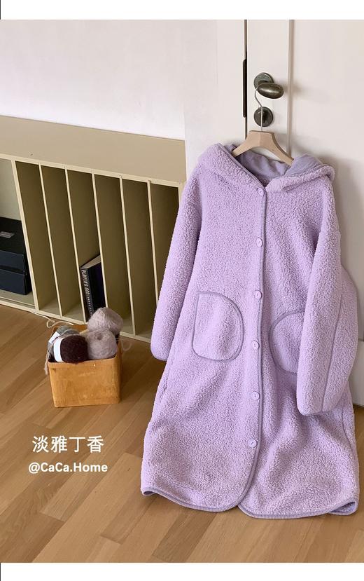 2025秋冬新款羊羔绒家居服大睡袍 带帽子宽松加厚保暖治愈系可外穿 商品图7