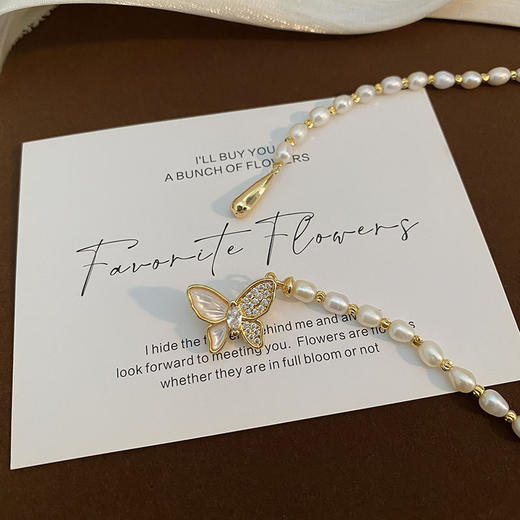 雀说 55cm长款4-5mm天然淡水珍珠项链气质蝴蝶款高级感精致百搭毛衣链 商品图3