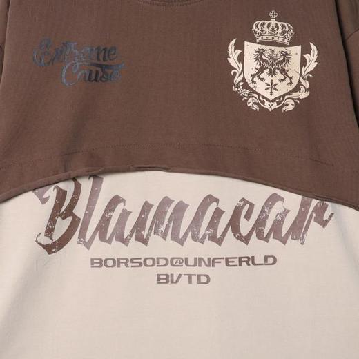 F7273SDSA男士秋冬新款痞帅男装美式破洞拼色圆领长袖T恤百搭时尚上衣 商品图3