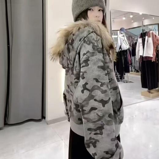 NC加绒大毛领迷彩卫衣式外套51113（灰）冬季 954010710321 商品图2