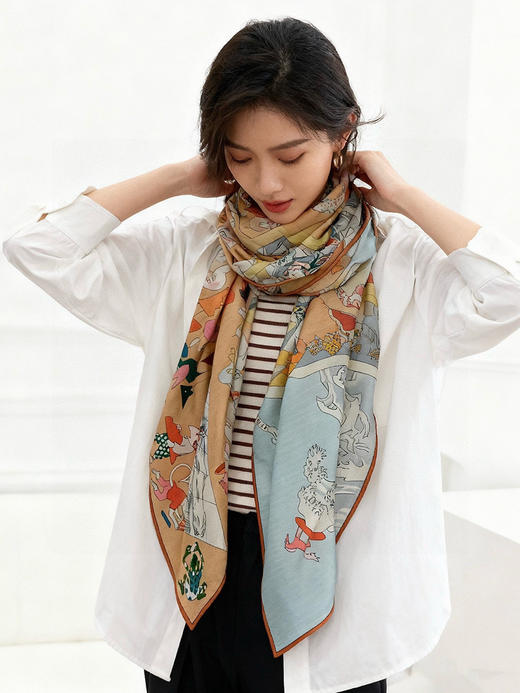 秋冬特惠💰450 爱马仕围巾 “马术学院”双面同色丝绒披肩～手工卷边丝绒方巾 商品图0