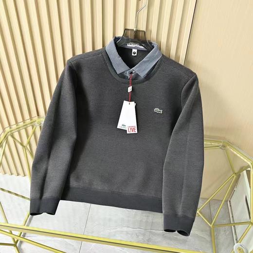 F010436男士25s冬季新款加绒加厚羊毛假两件衬衫领保暖毛衣 商品图4