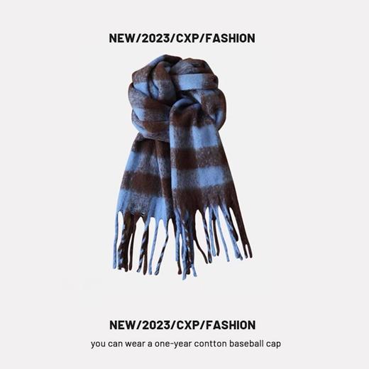 【保暖百搭❗️马海毛格子围巾】温暖柔软，秋冬御寒，黑白女冬季韩系氛围感加厚仿羊绒围脖男生女生 商品图5