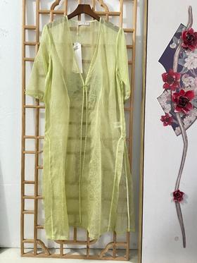 「断码清仓」精品新中式超仙100%桑蚕丝刺绣提花透视侧开叉开衫外套 XL码  ZFYY290