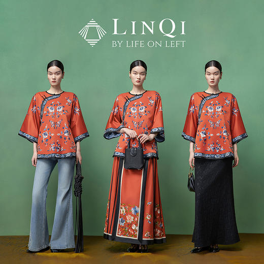 【林栖设计小店】【现货】拍行古董复现|丝棉缎绣花砖红色中式宽松氅衣1961100 商品图9