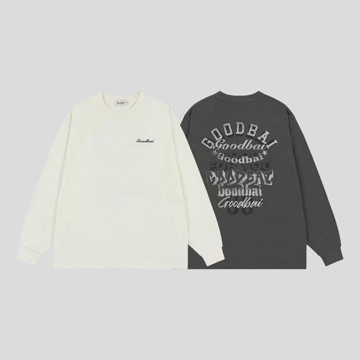 GOODBAI 新款oversize黑白组合印花休闲圆领宽松长袖T恤男女同款 商品图0