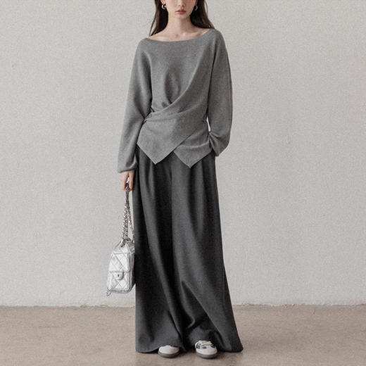 裁缝学苑AH110美式一字肩长袖针织衫纸样女装新款设计感收腰上衣样板 商品图2