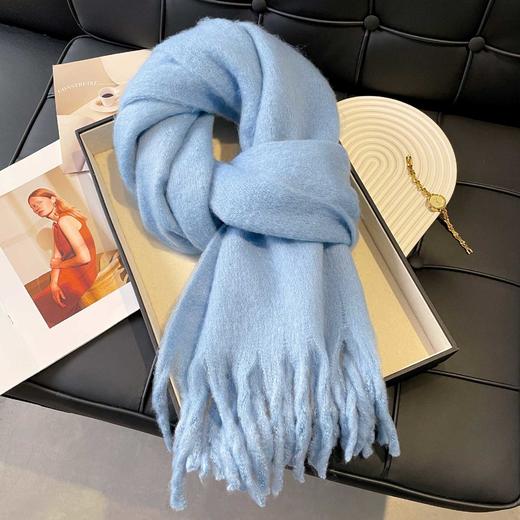 【软糯亲肤❗️加厚保暖百搭围巾】韩系氛围感，保暖又时髦，不挑人！雾霾蓝蓝色系女冬季新年马年新款披肩两用围脖 商品图11