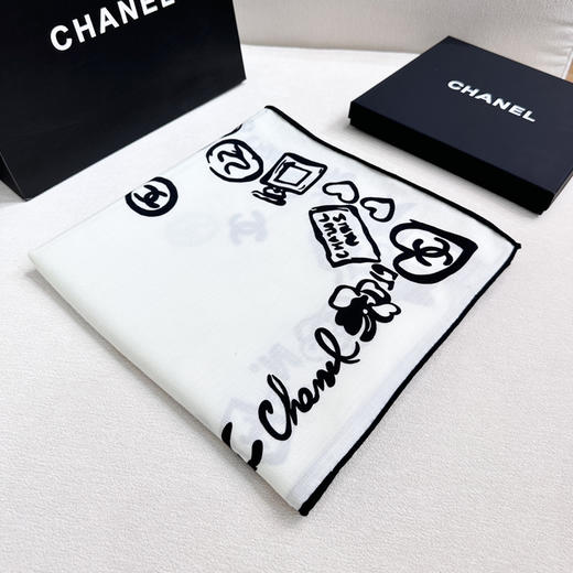 秋冬特惠💰430 香奈儿新款围巾【丝毛双面同色印花】 商品图3