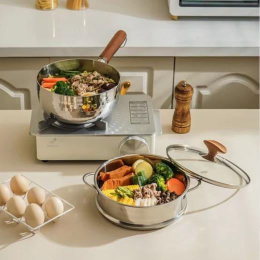 KEYIOW大肚奶锅 | 食品级不锈钢材质，五层加厚一体成型锅体，可视锅盖，厚锅底、薄侧壁设计 商品图1