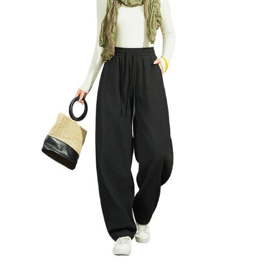 百媚生 苎麻加绒加厚休闲裤文艺百搭女裤子宽松灯笼裤棉裤TDA-8839 商品图4