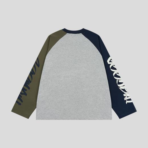 GOODBAI 新款oversize撞色休闲涂鸦圆领插肩袖长袖T恤男女同款 商品图4