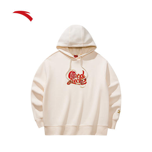 安踏好事发生加绒连帽卫衣女新年款红色保暖运动上衣162618706S 商品图1