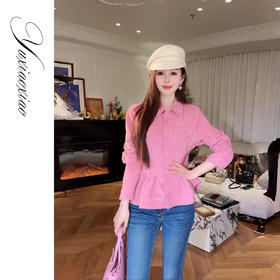 余潇潇【甜蜜冲锋】舒适柔软绒感山羊皮翻领荷叶边收腰皮衣外套女