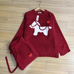 F010425马年限定双面绒情侣款睡衣家居服套装