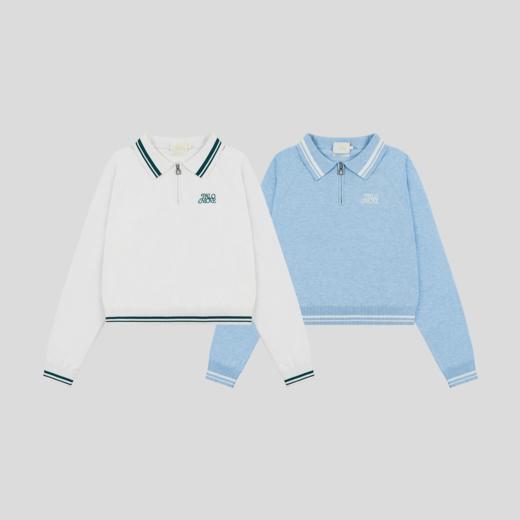 GOODBAI PALOMOVE 春夏新款撞色翻领短款长袖针织衫女 商品图1