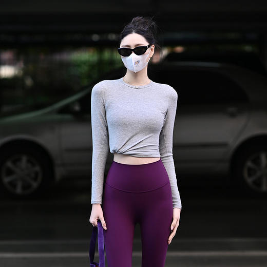 Beemen秋冬裸感小轻闲长袖瑜伽服 7A 级抗菌  裸感高弹健身跑步训练长袖 商品图2