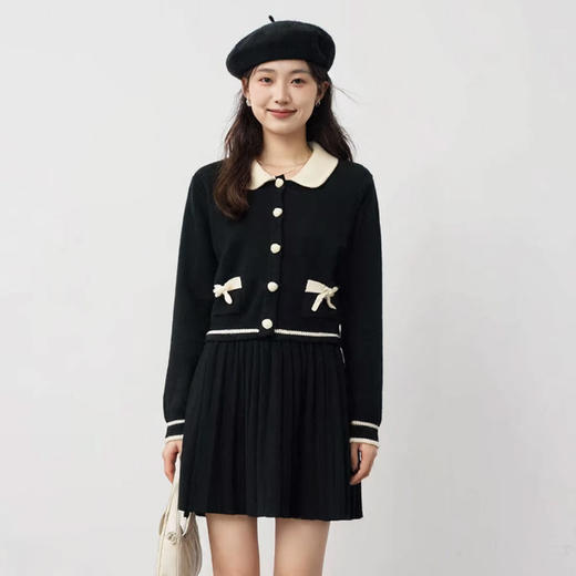 奢姿大码女装2025冬季时尚撞色娃娃领两件套胖妹妹气质减龄套装9854969970 商品图0