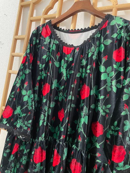 「断码清仓」阔太太进口印花金丝绒连衣裙 2XL码  ZFYY289 商品图1