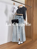 专柜实拍【100棉+垂感有型】拉夏贝尔/La Chapelle复古水洗浅蓝牛仔直筒裤显瘦显腿直长裤 商品缩略图0