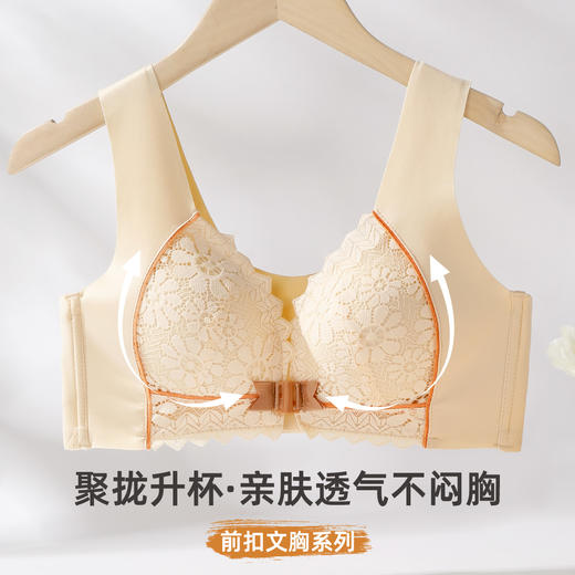 雅黛俪小胸聚拢显大女士文胸便携式前开扣上薄下厚杯性感蕾丝文胸罩 商品图2
