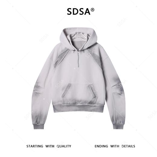 F7281SDSA男士秋冬新款痞帅男装复古重磅拼接可拆卸半拉链连帽卫衣百搭 商品图1