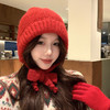 【一帽两用❗️巴拉克拉法帽子】保暖御寒，显脸小，柔软舒适，软糯亲肤！赫本风绑带堆堆帽女冬季保暖圣诞红毛线帽本命年新年马年 商品缩略图6