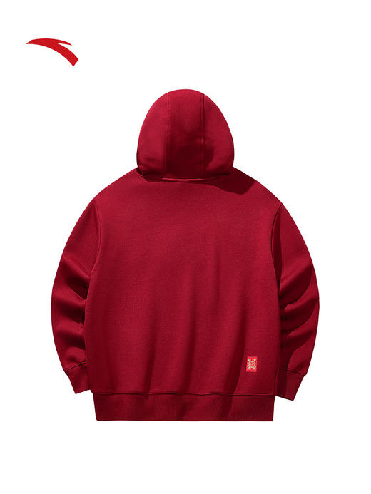 安踏好事发生加绒连帽卫衣女新年款红色保暖运动上衣162618706S 商品图3