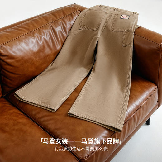 马登卡其色复古工装巴恩风伐木裤纯棉窄版直筒显瘦长裤子女士春季 商品图4