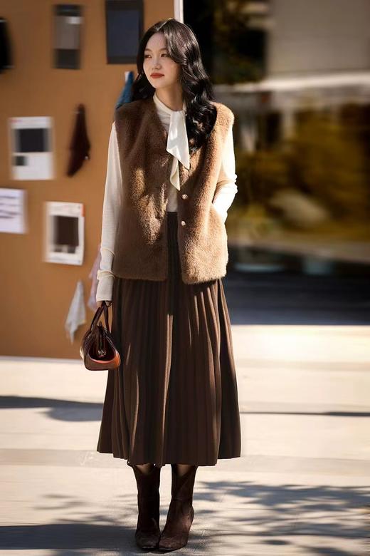 F010406冬季星闪亮片羊毛百褶裙大摆A字半身裙 商品图7