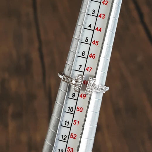 【95新】Tiffany & Co.蒂芙尼Tiffany T系列18K白金镶钻双T开口线圈戒指48号女士 211225NJT02 商品图6