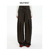 SELFWHO绵羊毛混纺宽腰头抽绳压褶阔腿裤女2026春新款收腰休闲裤 商品缩略图0