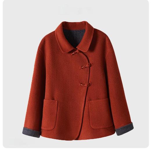 新款新中式拼色双面羊毛外套 商品图2