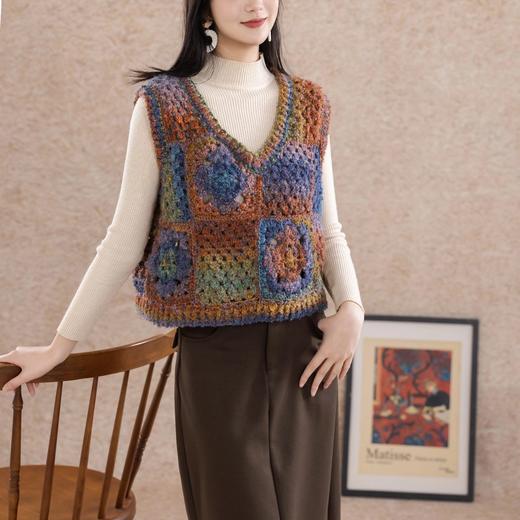 苏苏姐家青阳复古拼花马甲手工diy编织钩针印象澜彩马甲自制材料包 商品图3