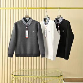 F010436男士25s冬季新款加绒加厚羊毛假两件衬衫领保暖毛衣