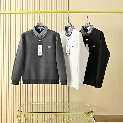 F010436男士25s冬季新款加绒加厚羊毛假两件衬衫领保暖毛衣 商品图0