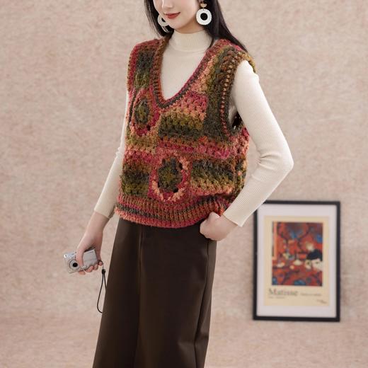 苏苏姐家青阳复古拼花马甲手工diy编织钩针印象澜彩马甲自制材料包 商品图4